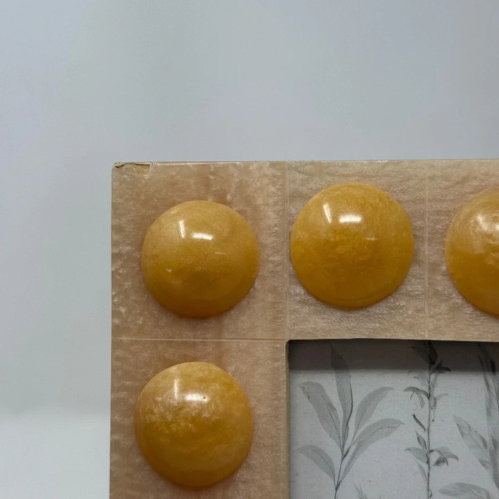 Creative Co-op Set of 4 Handmade Bobbin Photo Frames Honey Yellow 4x6 DG1003